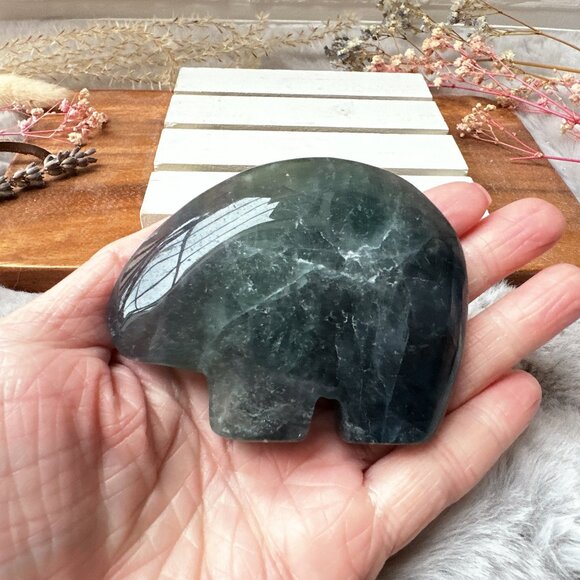 Gorgeous Fluorite Bear Carving - Picture 6 of 8